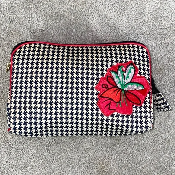 AUTH VTG Christian Dior Houndstooth Small Cosmetic Makeup Bag Clutch Zip Pouch - Picture 3 of 16